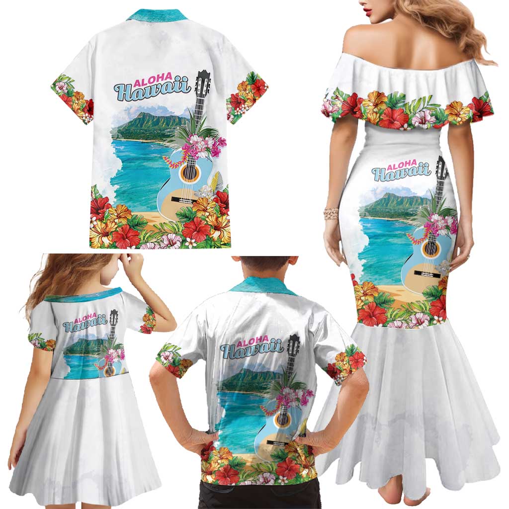 Aloha Hawaii Waikiki Beach Landscape Family Matching Mermaid Dress and Hawaiian Shirt LT05 - Polynesian Pride