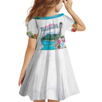 Aloha Hawaii Waikiki Beach Landscape Family Matching Off The Shoulder Long Sleeve Dress and Hawaiian Shirt LT05 - Polynesian Pride