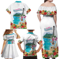 Aloha Hawaii Waikiki Beach Landscape Family Matching Off Shoulder Maxi Dress and Hawaiian Shirt LT05 - Polynesian Pride