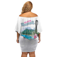 Aloha Hawaii Waikiki Beach Landscape Family Matching Off Shoulder Short Dress and Hawaiian Shirt LT05 - Polynesian Pride