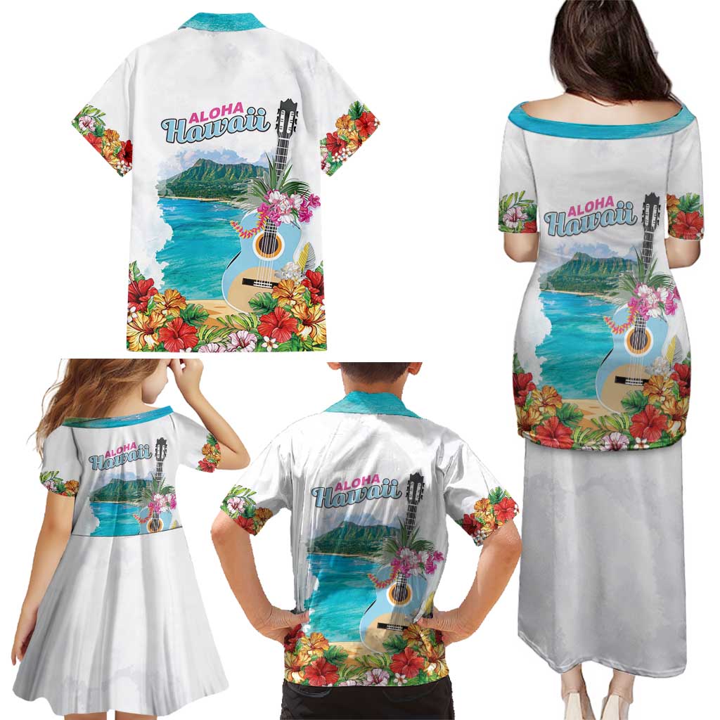 Aloha Hawaii Waikiki Beach Landscape Family Matching Puletasi and Hawaiian Shirt LT05 - Polynesian Pride