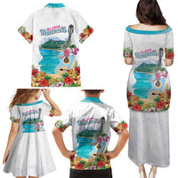 Aloha Hawaii Waikiki Beach Landscape Family Matching Puletasi and Hawaiian Shirt LT05 - Polynesian Pride