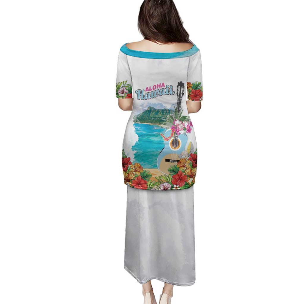 Aloha Hawaii Waikiki Beach Landscape Family Matching Puletasi and Hawaiian Shirt LT05 - Polynesian Pride