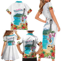 Aloha Hawaii Waikiki Beach Landscape Family Matching Short Sleeve Bodycon Dress and Hawaiian Shirt LT05 - Polynesian Pride