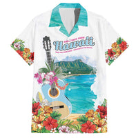 Aloha Hawaii Waikiki Beach Landscape Family Matching Short Sleeve Bodycon Dress and Hawaiian Shirt LT05 Dad's Shirt - Short Sleeve White - Polynesian Pride