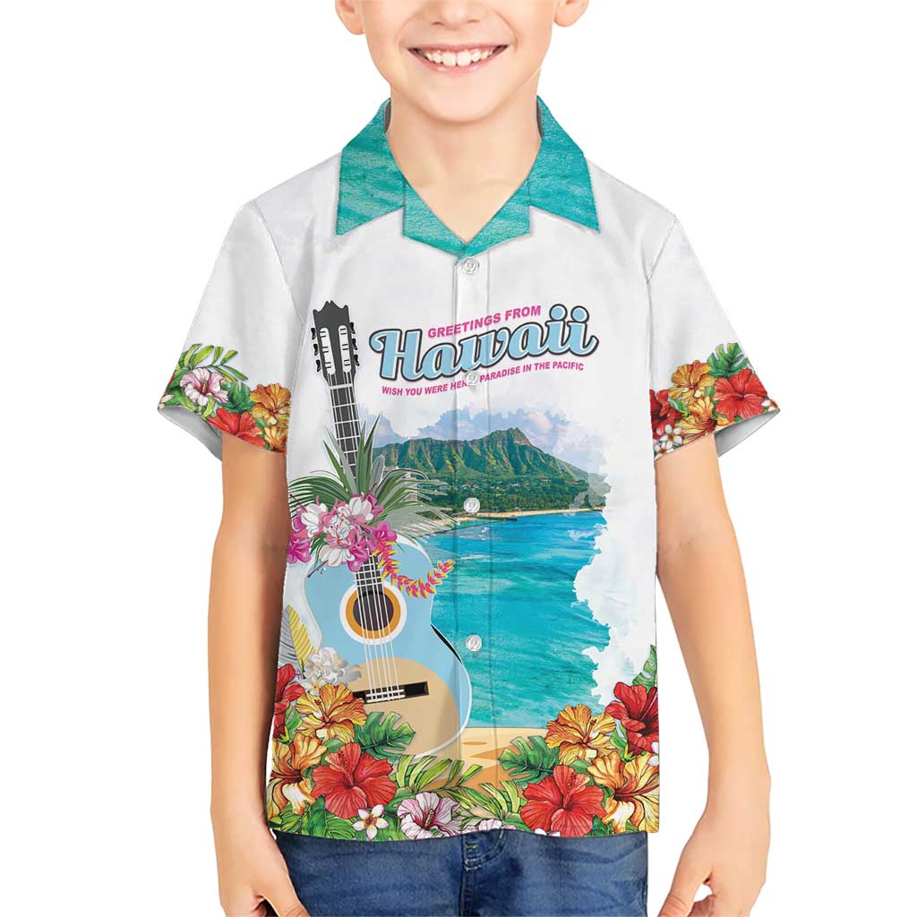 Aloha Hawaii Waikiki Beach Landscape Kid Hawaiian Shirt LT05 Kid White - Polynesian Pride