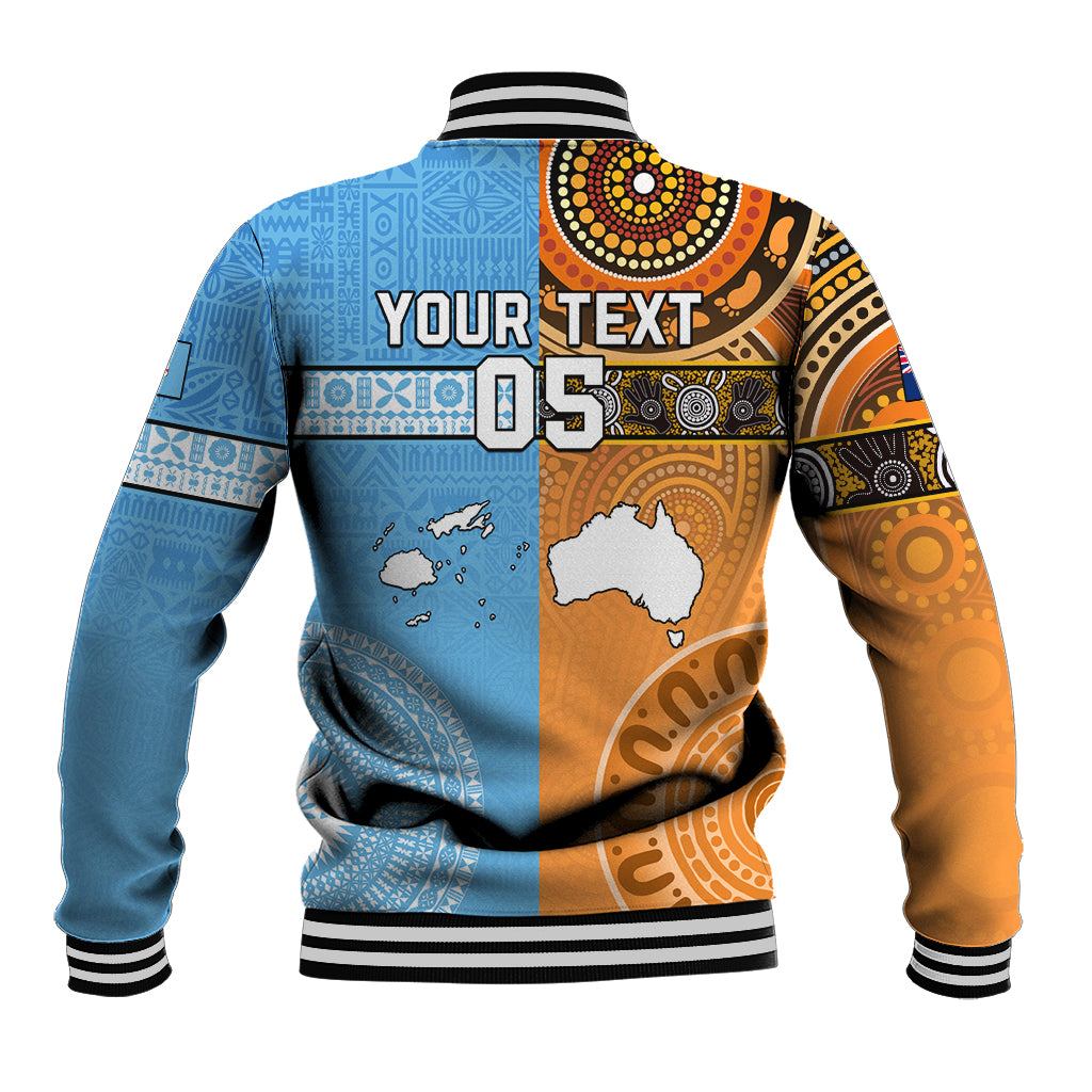 Custom Fiji Tapa And Australia Aboriginal Together Baseball Jacket LT05 - Polynesian Pride