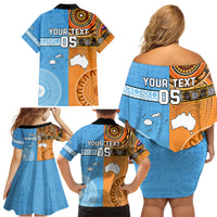 Custom Fiji Tapa And Australia Aboriginal Together Family Matching Off Shoulder Short Dress and Hawaiian Shirt LT05 - Polynesian Pride