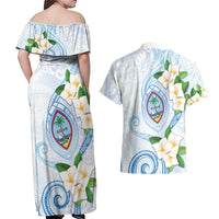 Guam Chamorro Couples Matching Off Shoulder Maxi Dress and Hawaiian Shirt Guasali Flowers Curves Style LT05 - Polynesian Pride