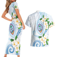 Guam Chamorro Couples Matching Short Sleeve Bodycon Dress and Hawaiian Shirt Guasali Flowers Curves Style LT05 - Polynesian Pride