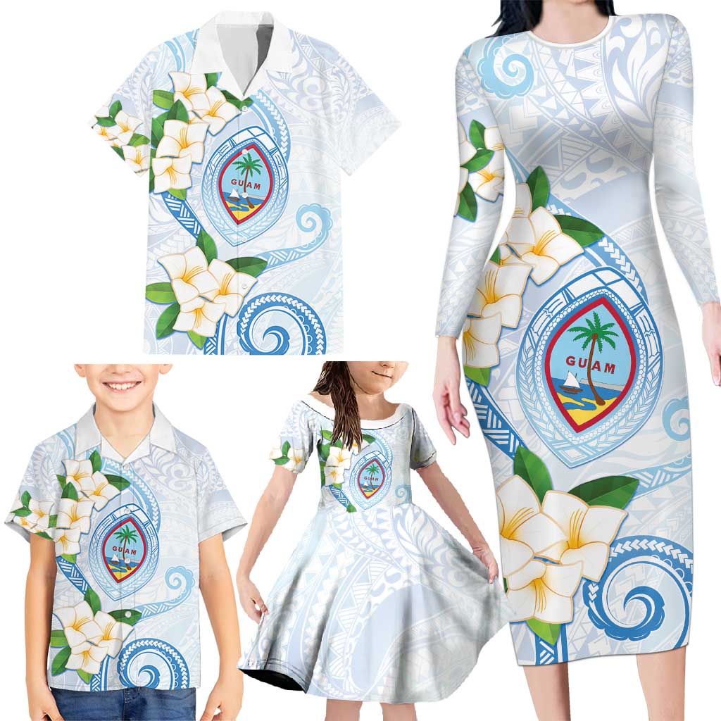 Guam Chamorro Family Matching Long Sleeve Bodycon Dress and Hawaiian Shirt Guasali Flowers Curves Style LT05 - Polynesian Pride