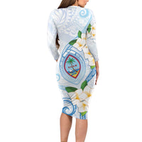 Guam Chamorro Family Matching Long Sleeve Bodycon Dress and Hawaiian Shirt Guasali Flowers Curves Style LT05 - Polynesian Pride