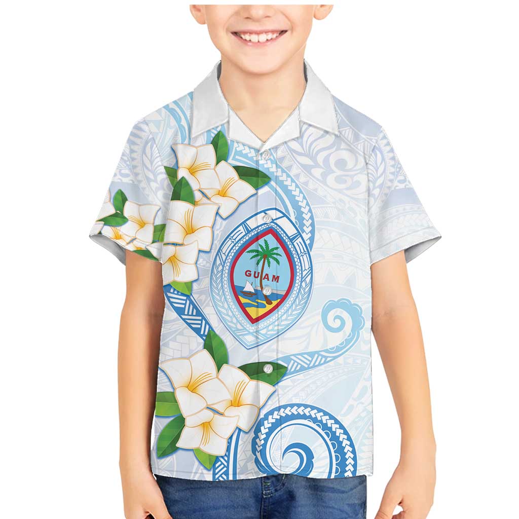 Guam Chamorro Family Matching Mermaid Dress and Hawaiian Shirt Guasali Flowers Curves Style LT05 Son's Shirt Blue - Polynesian Pride