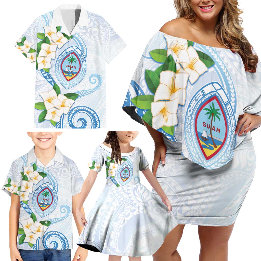 Guam Chamorro Family Matching Off Shoulder Short Dress and Hawaiian Shirt Guasali Flowers Curves Style LT05 - Polynesian Pride