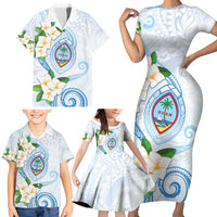 Guam Chamorro Family Matching Short Sleeve Bodycon Dress and Hawaiian Shirt Guasali Flowers Curves Style LT05 - Polynesian Pride