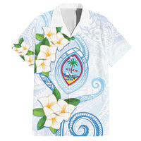 Guam Chamorro Family Matching Tank Maxi Dress and Hawaiian Shirt Guasali Flowers Curves Style LT05 Dad's Shirt - Short Sleeve Blue - Polynesian Pride