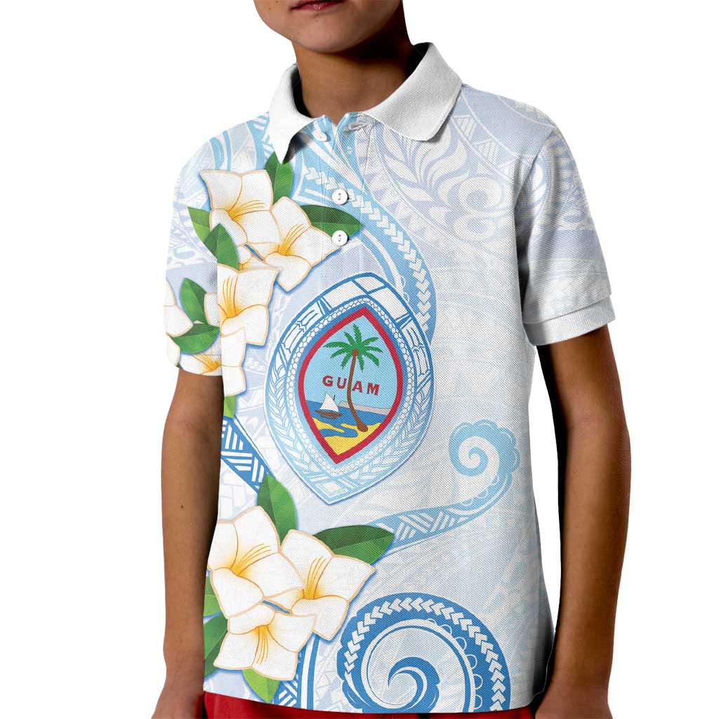 Guam Chamorro Kid Polo Shirt Guasali Flowers Curves Style LT05 Kid Blue - Polynesian Pride