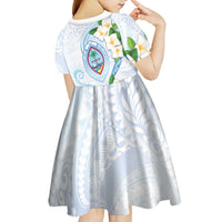 Guam Chamorro Kid Short Sleeve Dress Guasali Flowers Curves Style