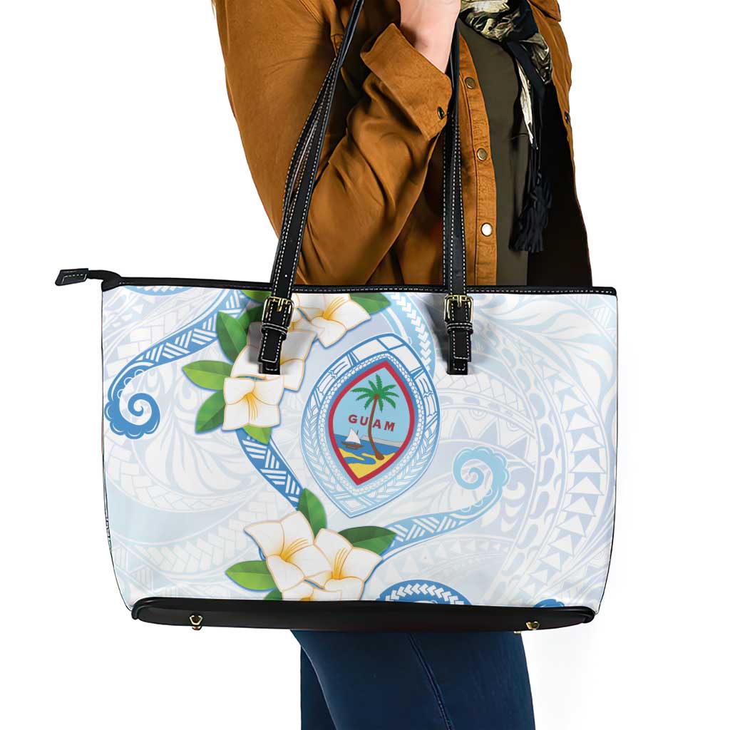 Guam Chamorro Leather Tote Bag Guasali Flowers Curves Style LT05 - Polynesian Pride