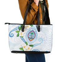 Guam Chamorro Leather Tote Bag Guasali Flowers Curves Style LT05 - Polynesian Pride