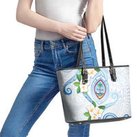 Guam Chamorro Leather Tote Bag Guasali Flowers Curves Style LT05 - Polynesian Pride