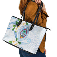 Guam Chamorro Leather Tote Bag Guasali Flowers Curves Style LT05 - Polynesian Pride