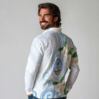 Guam Chamorro Long Sleeve Polo Shirt Guasali Flowers Curves Style LT05 - Polynesian Pride