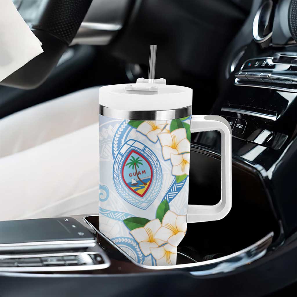 Guam Chamorro Tumbler With Handle Guasali Flowers Curves Style