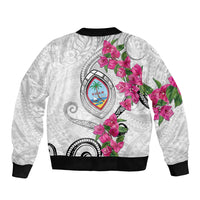 Guam Chamorro Bomber Jacket Curves Polynesian Tattoo Mix Bougainvillea LT05 - Polynesian Pride
