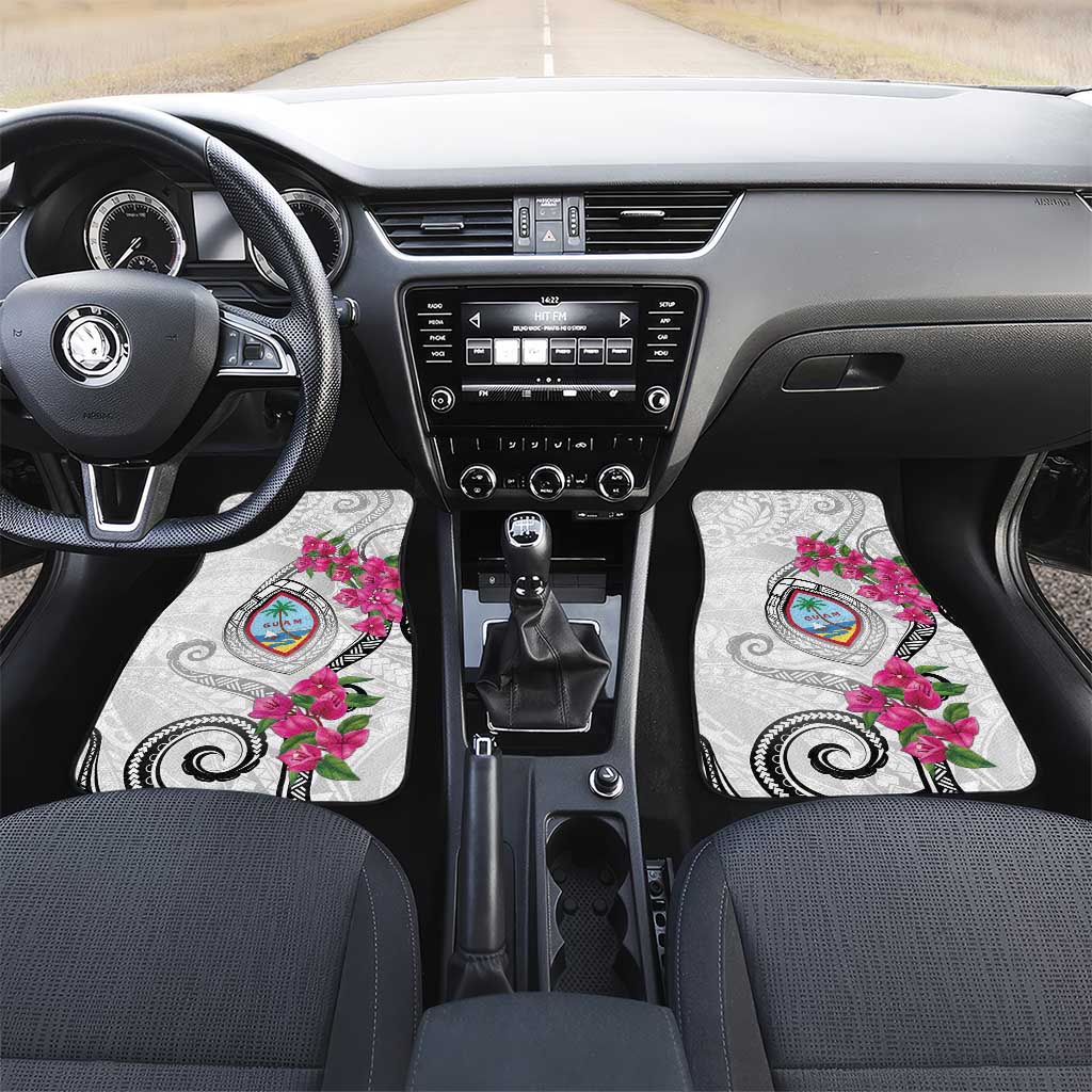 Guam Chamorro Car Mats Curves Polynesian Tattoo Mix Bougainvillea