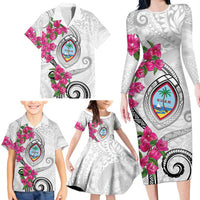 Guam Chamorro Family Matching Long Sleeve Bodycon Dress and Hawaiian Shirt Curves Polynesian Tattoo Mix Bougainvillea LT05 - Polynesian Pride