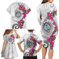 Guam Chamorro Family Matching Long Sleeve Bodycon Dress and Hawaiian Shirt Curves Polynesian Tattoo Mix Bougainvillea LT05 - Polynesian Pride