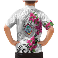 Guam Chamorro Family Matching Mermaid Dress and Hawaiian Shirt Curves Polynesian Tattoo Mix Bougainvillea LT05 - Polynesian Pride