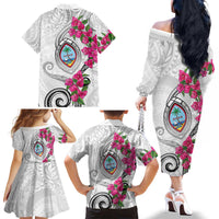 Guam Chamorro Family Matching Off The Shoulder Long Sleeve Dress and Hawaiian Shirt Curves Polynesian Tattoo Mix Bougainvillea LT05 - Polynesian Pride