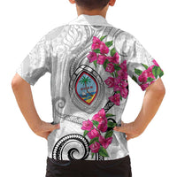 Guam Chamorro Family Matching Puletasi and Hawaiian Shirt Curves Polynesian Tattoo Mix Bougainvillea LT05 - Polynesian Pride