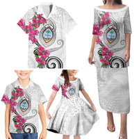 Guam Chamorro Family Matching Puletasi and Hawaiian Shirt Curves Polynesian Tattoo Mix Bougainvillea LT05 - Polynesian Pride