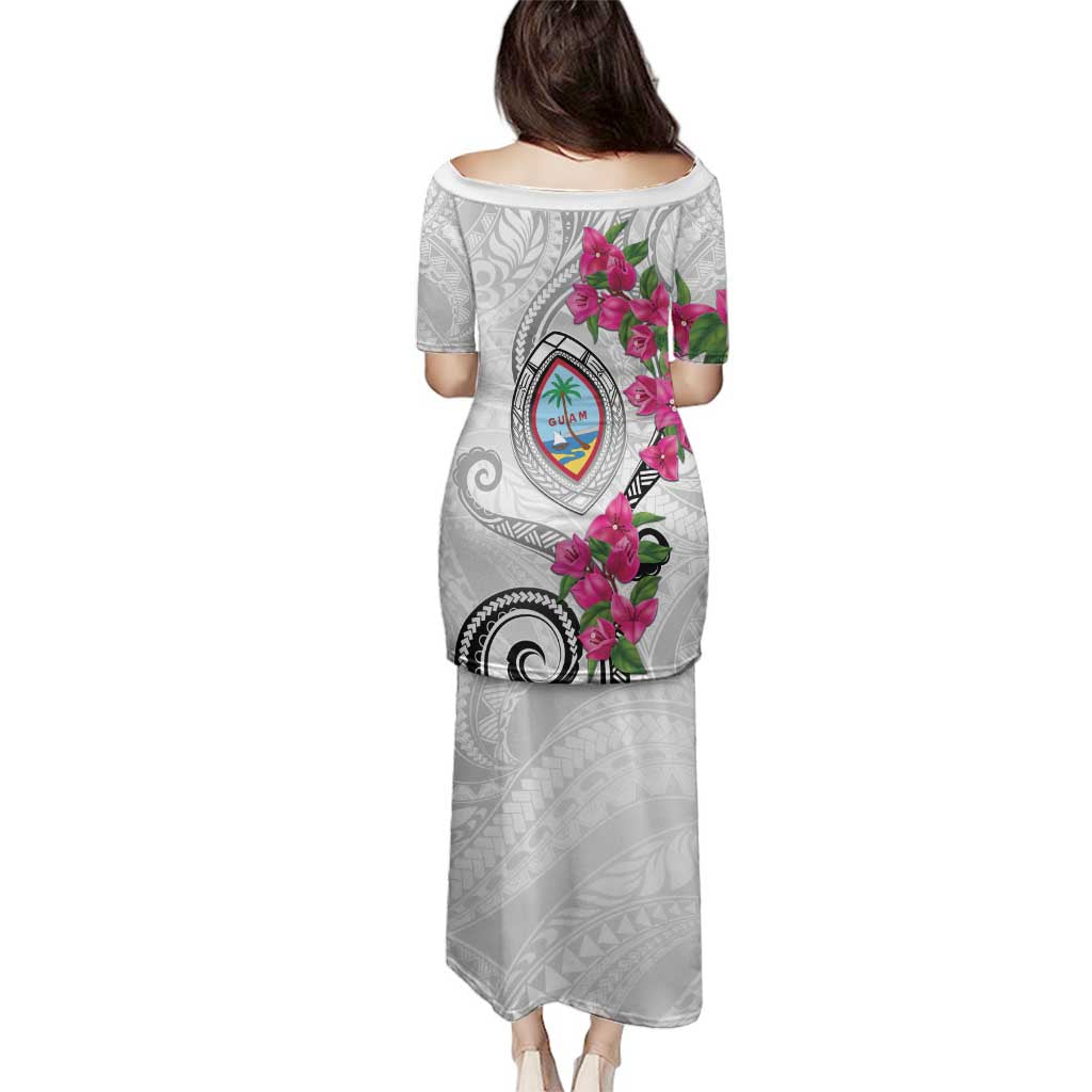 Guam Chamorro Family Matching Puletasi and Hawaiian Shirt Curves Polynesian Tattoo Mix Bougainvillea LT05 - Polynesian Pride