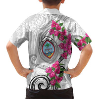 Guam Chamorro Family Matching Short Sleeve Bodycon Dress and Hawaiian Shirt Curves Polynesian Tattoo Mix Bougainvillea LT05 - Polynesian Pride