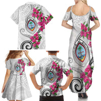 Guam Chamorro Family Matching Summer Maxi Dress and Hawaiian Shirt Curves Polynesian Tattoo Mix Bougainvillea LT05 - Polynesian Pride