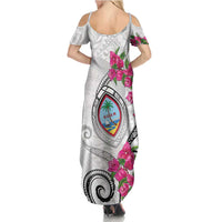 Guam Chamorro Family Matching Summer Maxi Dress and Hawaiian Shirt Curves Polynesian Tattoo Mix Bougainvillea LT05 - Polynesian Pride