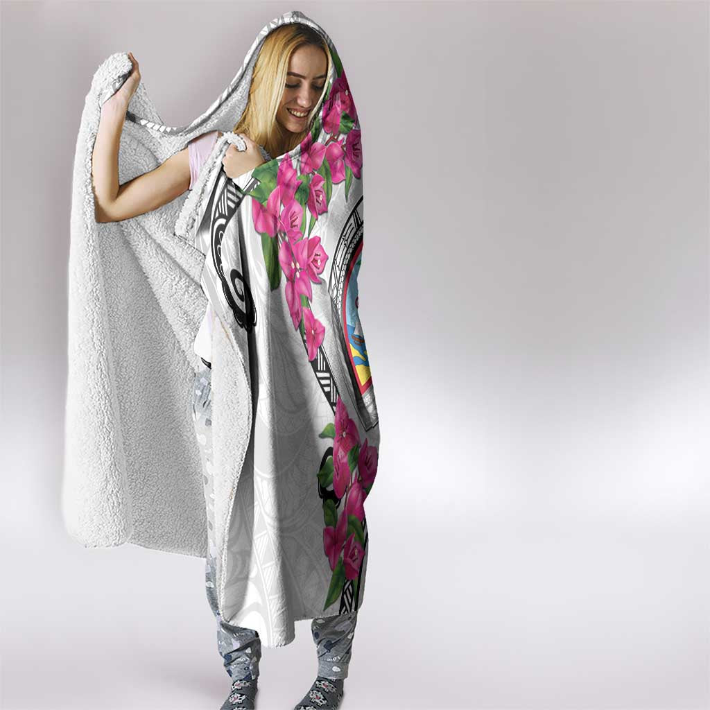 Guam Chamorro Hooded Blanket Curves Polynesian Tattoo Mix Bougainvillea