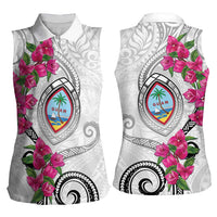 Guam Chamorro Women Sleeveless Polo Shirt Curves Polynesian Tattoo Mix Bougainvillea LT05 - Polynesian Pride