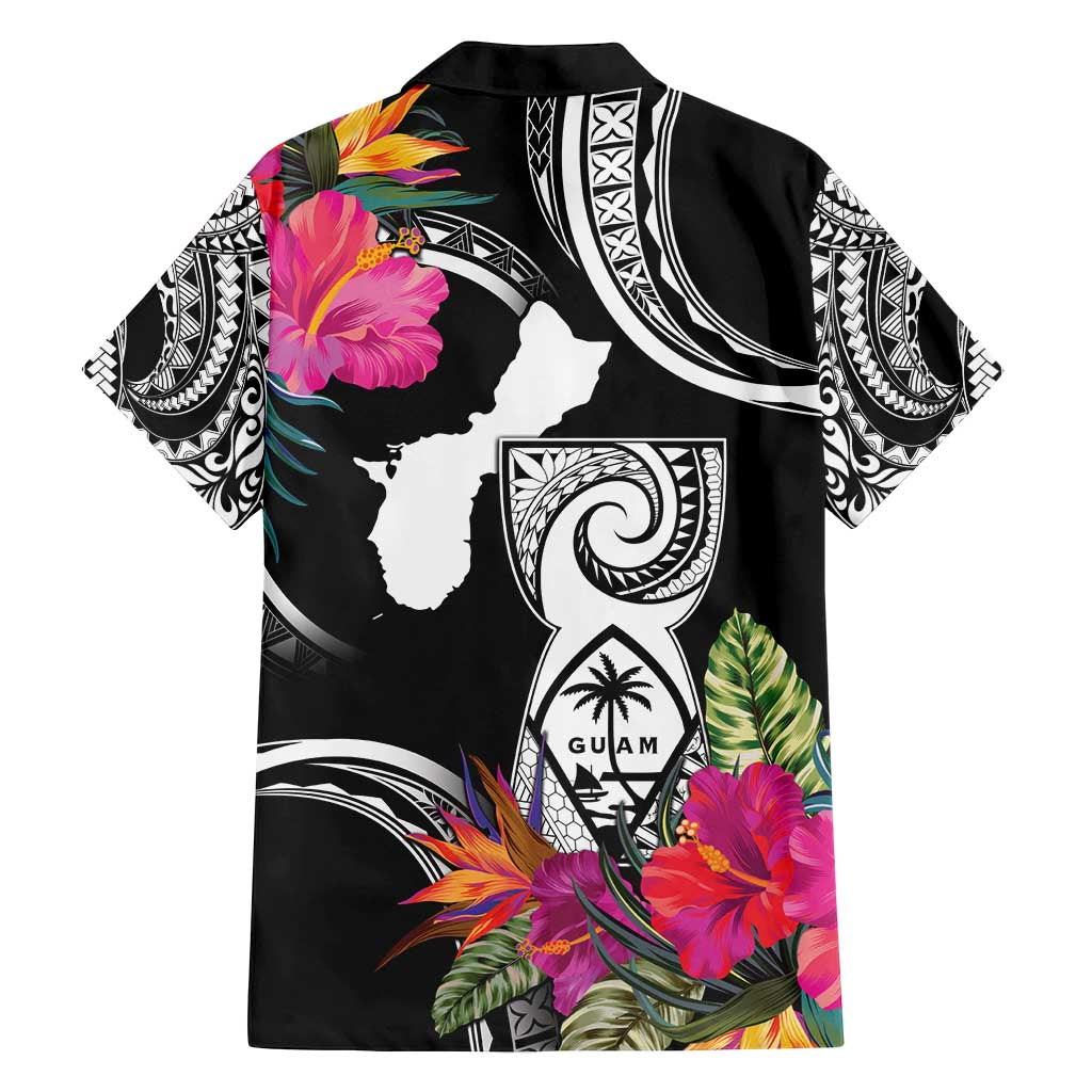 Hafa Adai Guam Family Matching Off Shoulder Short Dress and Hawaiian Shirt Polynesian Tattoo Tropical Flowers LT05 - Polynesian Pride