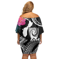 Hafa Adai Guam Family Matching Off Shoulder Short Dress and Hawaiian Shirt Polynesian Tattoo Tropical Flowers LT05 - Polynesian Pride