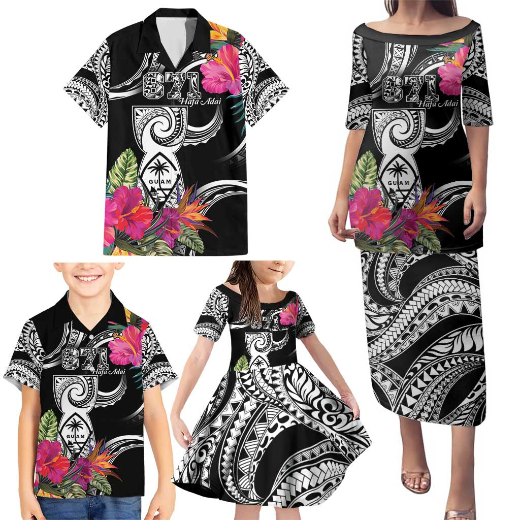 Hafa Adai Guam Family Matching Puletasi and Hawaiian Shirt Polynesian Tattoo Tropical Flowers LT05 - Polynesian Pride