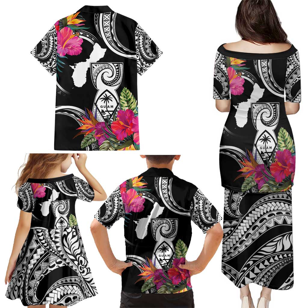 Hafa Adai Guam Family Matching Puletasi and Hawaiian Shirt Polynesian Tattoo Tropical Flowers LT05 - Polynesian Pride