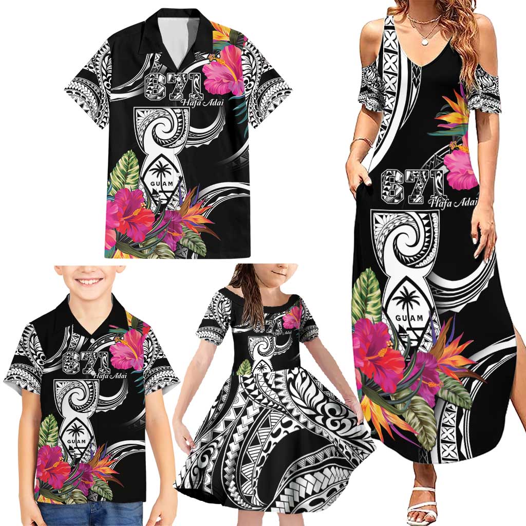 Hafa Adai Guam Family Matching Summer Maxi Dress and Hawaiian Shirt Polynesian Tattoo Tropical Flowers LT05 - Polynesian Pride