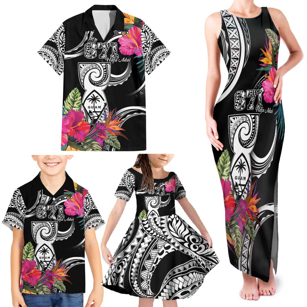 Hafa Adai Guam Family Matching Tank Maxi Dress and Hawaiian Shirt Polynesian Tattoo Tropical Flowers LT05 - Polynesian Pride