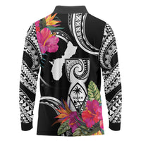 Hafa Adai Guam Long Sleeve Polo Shirt Polynesian Tattoo Tropical Flowers LT05 - Polynesian Pride