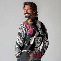 Hafa Adai Guam Long Sleeve Polo Shirt Polynesian Tattoo Tropical Flowers LT05 - Polynesian Pride